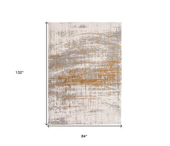 8' x 11' Gray and Gold Abstract Non Skid Area Rug
