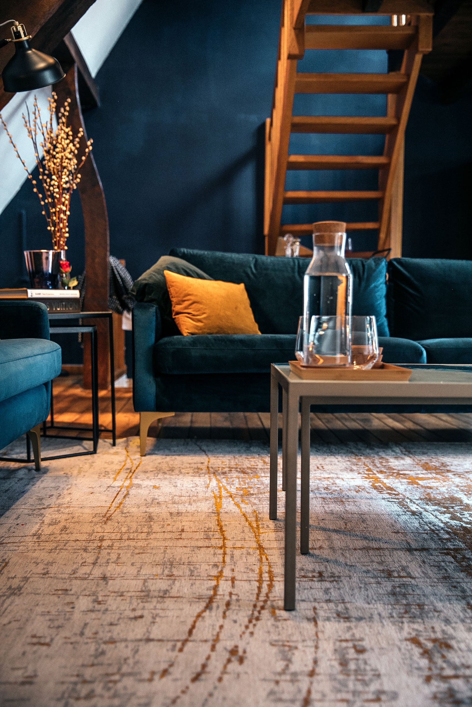 8' x 11' Gray and Gold Abstract Non Skid Area Rug