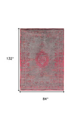 8' x 11' Gray and Pink Medallion Non Skid Area Rug