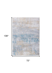 7' x 9' Blue and Yellow Abstract Non Skid Area Rug