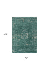 8' x 11' Gray and Green Medallion Non Skid Area Rug