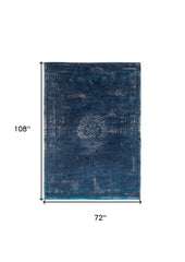 7' x 9' Blue and Gray Medallion Non Skid Area Rug