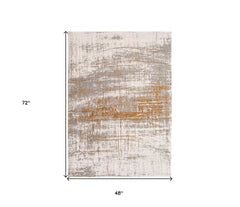 5' x 7' Gray and Gold Abstract Non Skid Area Rug