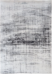 8' x 11' Black and White Abstract Non Skid Area Rug