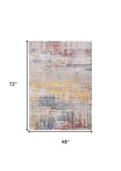 5' x 7' White Abstract Non Skid Area Rug