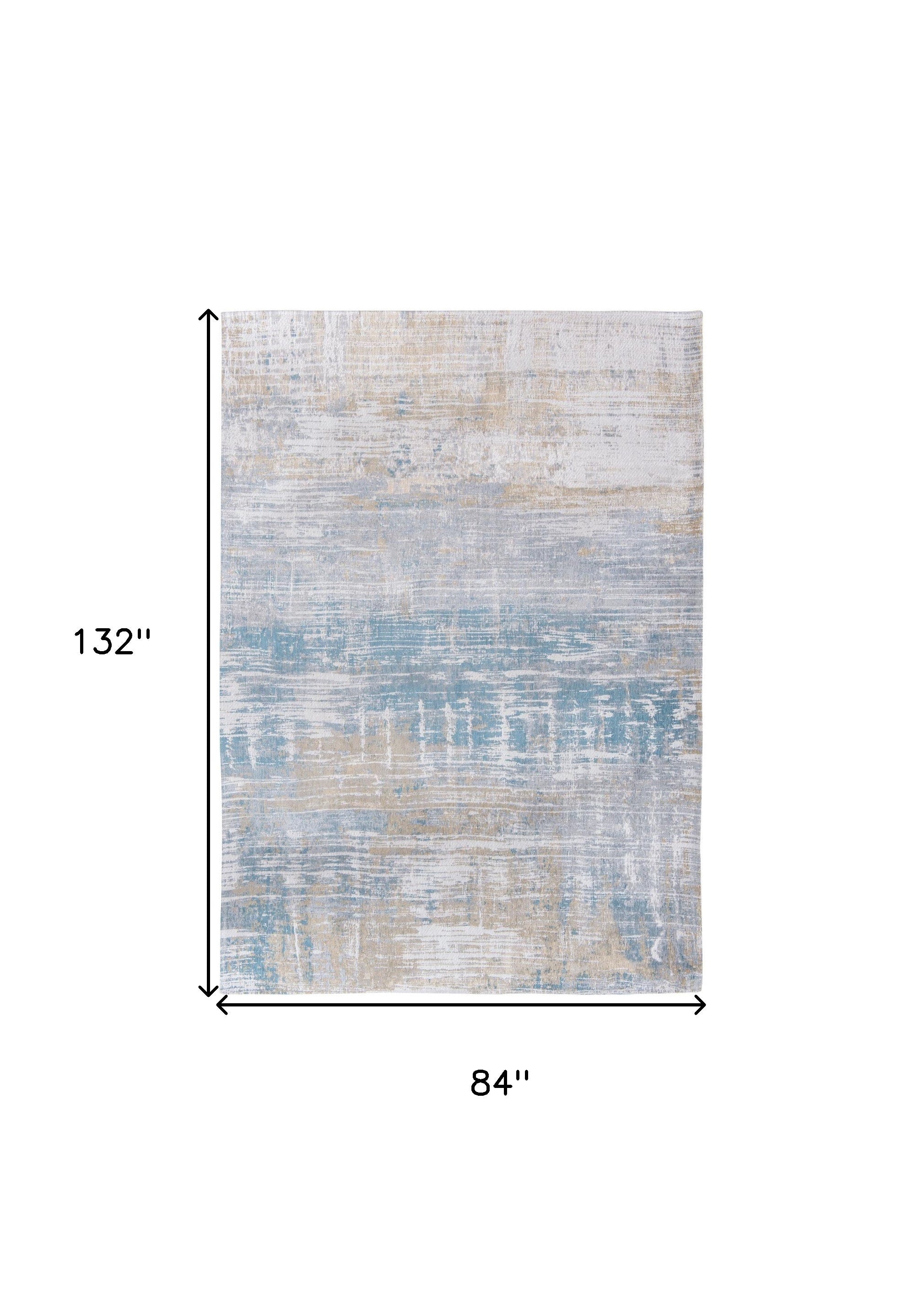 8' x 11' Blue and Yellow Abstract Non Skid Area Rug