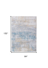 8' x 11' Blue and Yellow Abstract Non Skid Area Rug