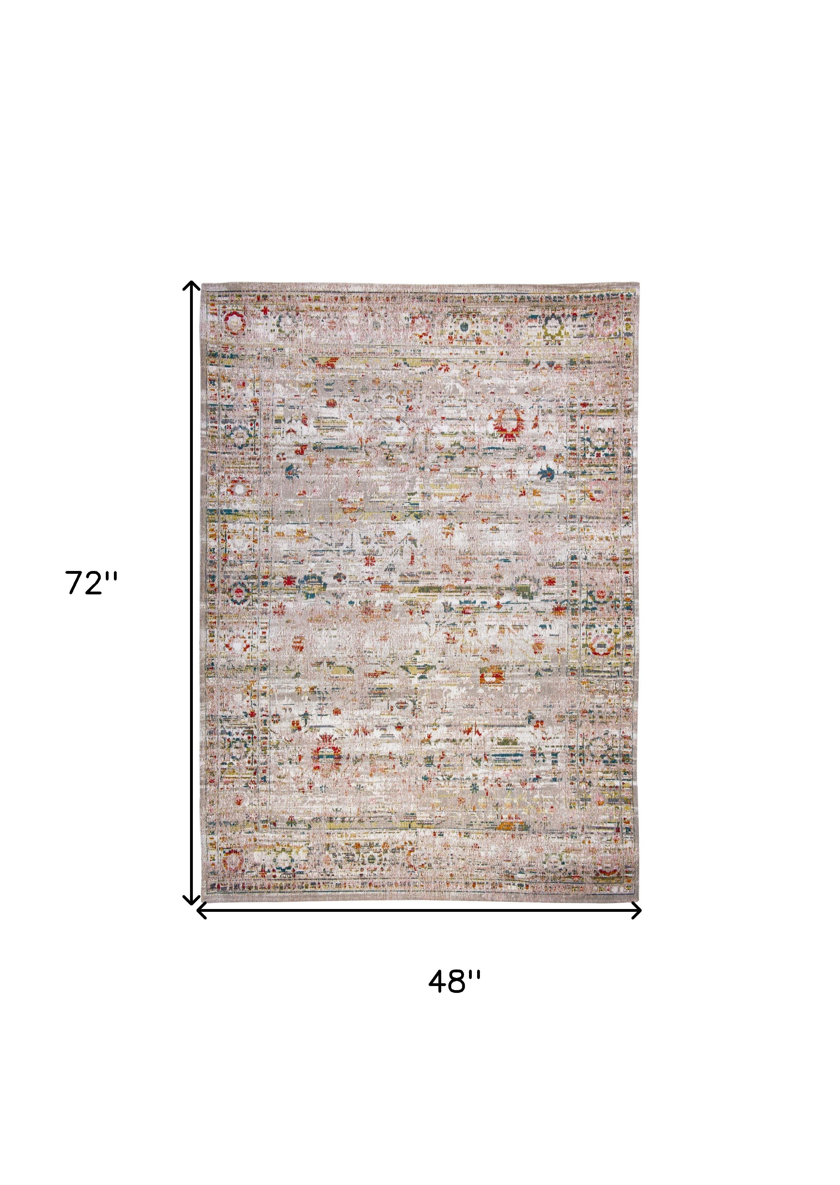 5' x 7' White Oriental Non Skid Area Rug