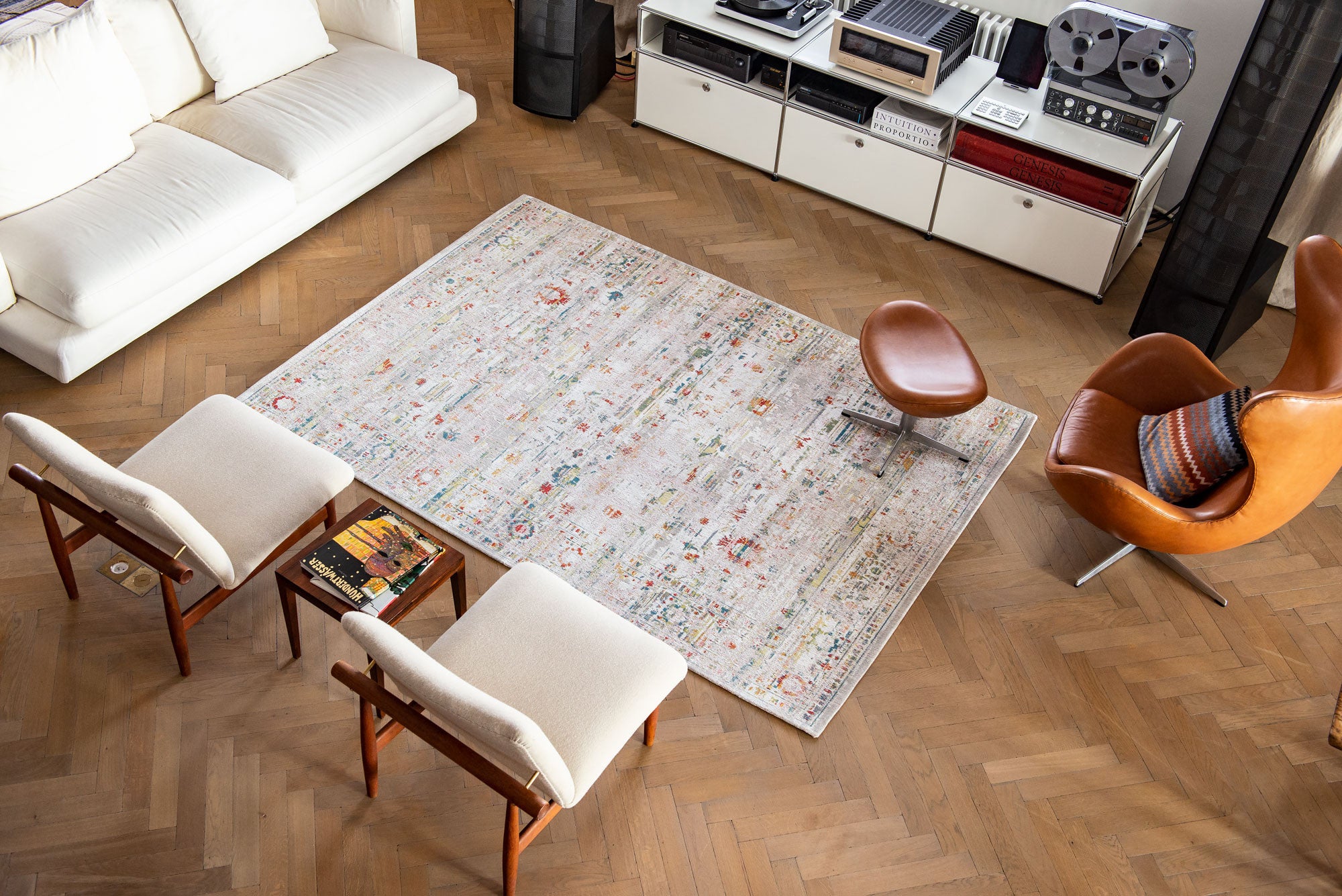 5' x 7' White Oriental Non Skid Area Rug