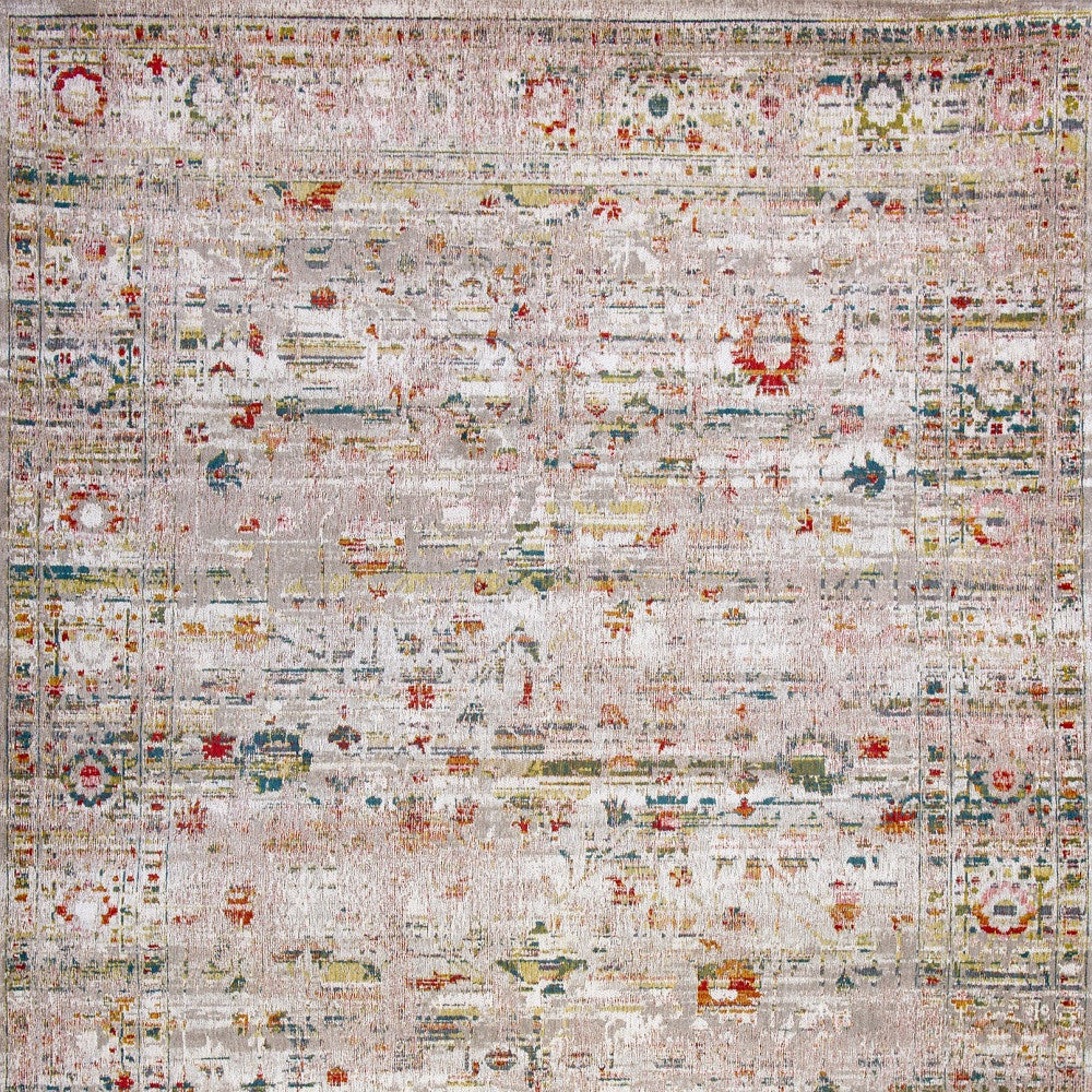 5' x 7' White Oriental Non Skid Area Rug