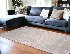 7' x 9' Gray and Yellow Chevron Non Skid Area Rug