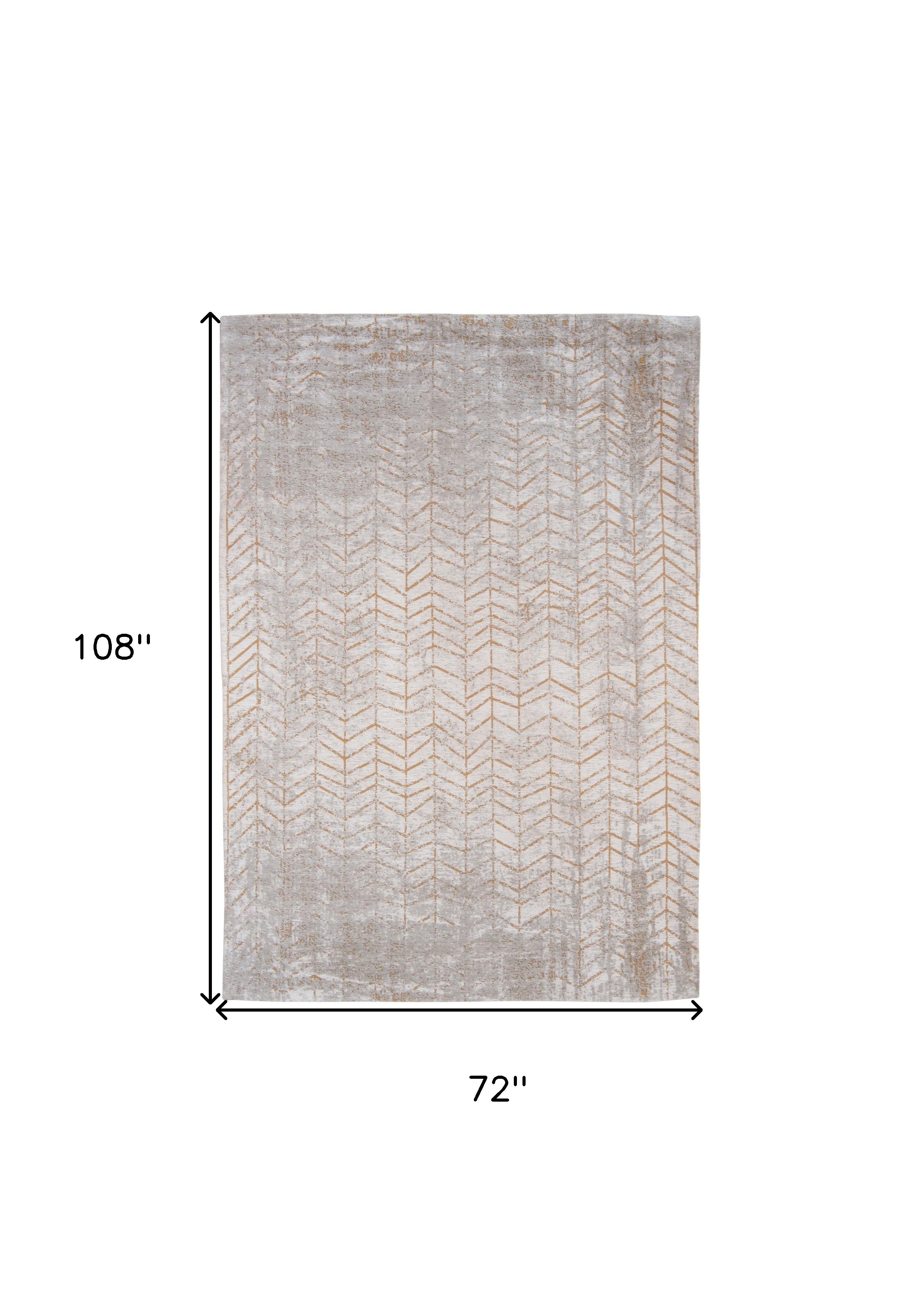 7' x 9' Gray and Yellow Chevron Non Skid Area Rug