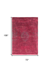 7' x 9' Gray and Pink Medallion Non Skid Area Rug