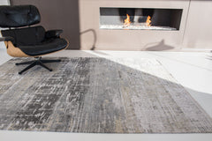 5' x 7' Gray and White Abstract Non Skid Area Rug