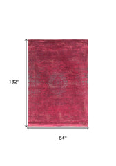 8' x 11' Gray and Pink Medallion Non Skid Area Rug