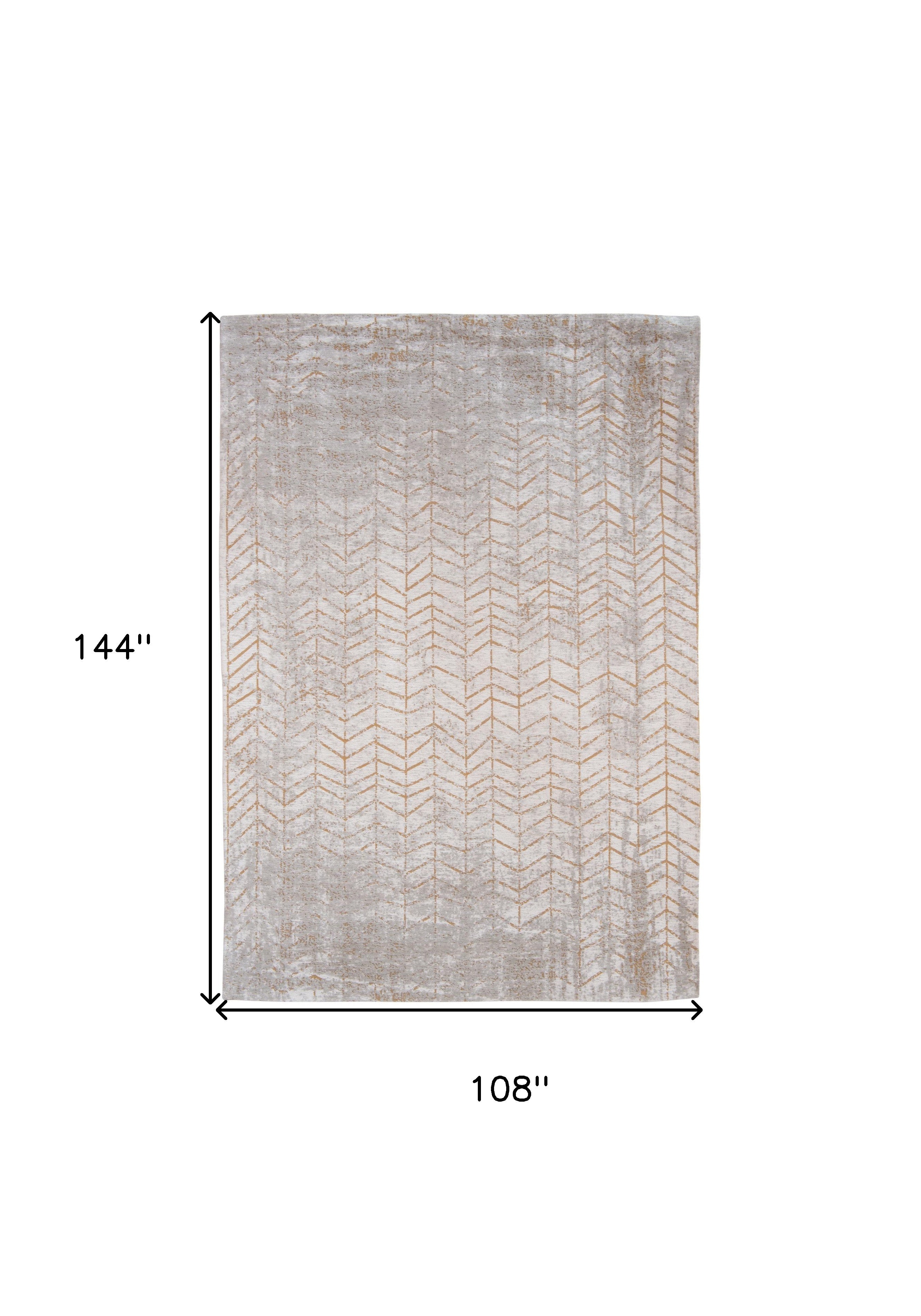 9' X 13' Gray and Yellow Chevron Non Skid Area Rug