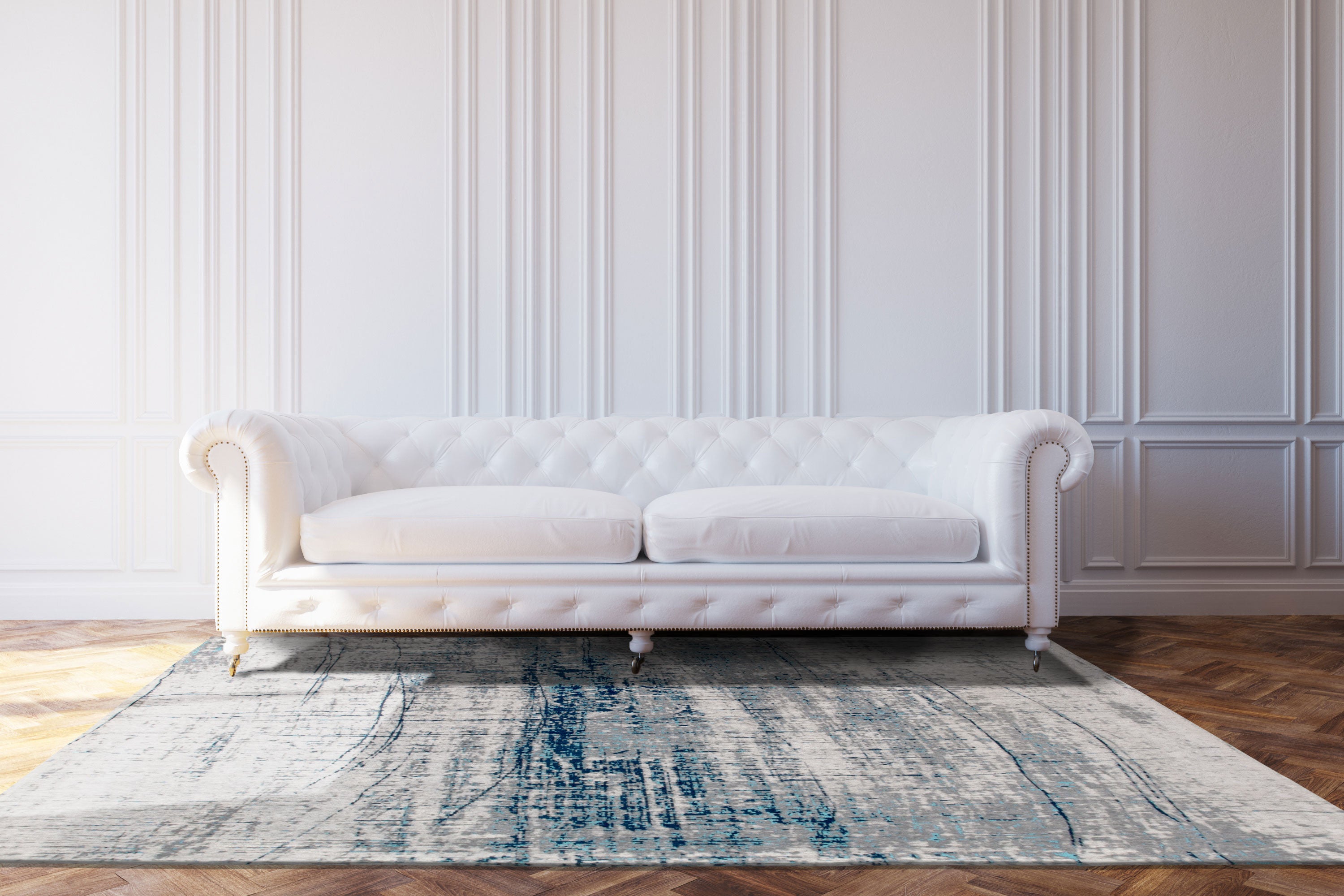 7' x 9' Blue and Gray Abstract Non Skid Area Rug
