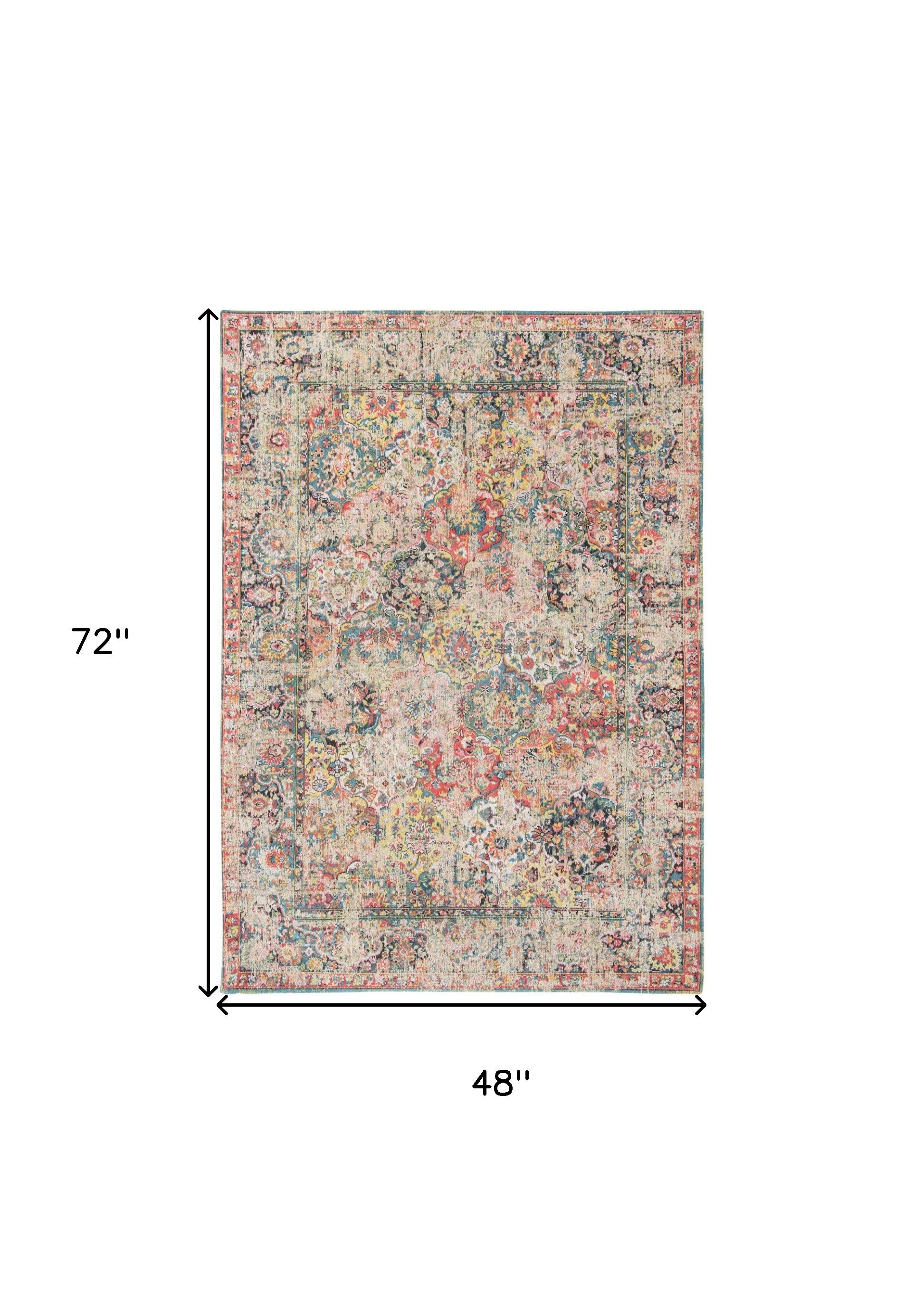 5' x 7' Red Oriental Non Skid Area Rug