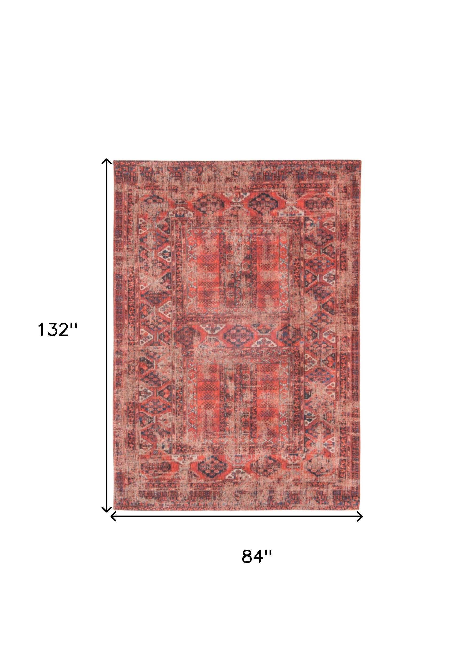 8' x 11' Red Oriental Non Skid Area Rug