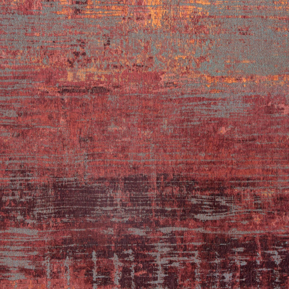 8' x 11' Red and Gray Abstract Non Skid Area Rug
