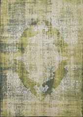 6' X 8' Green and White Oriental Non Skid Area Rug