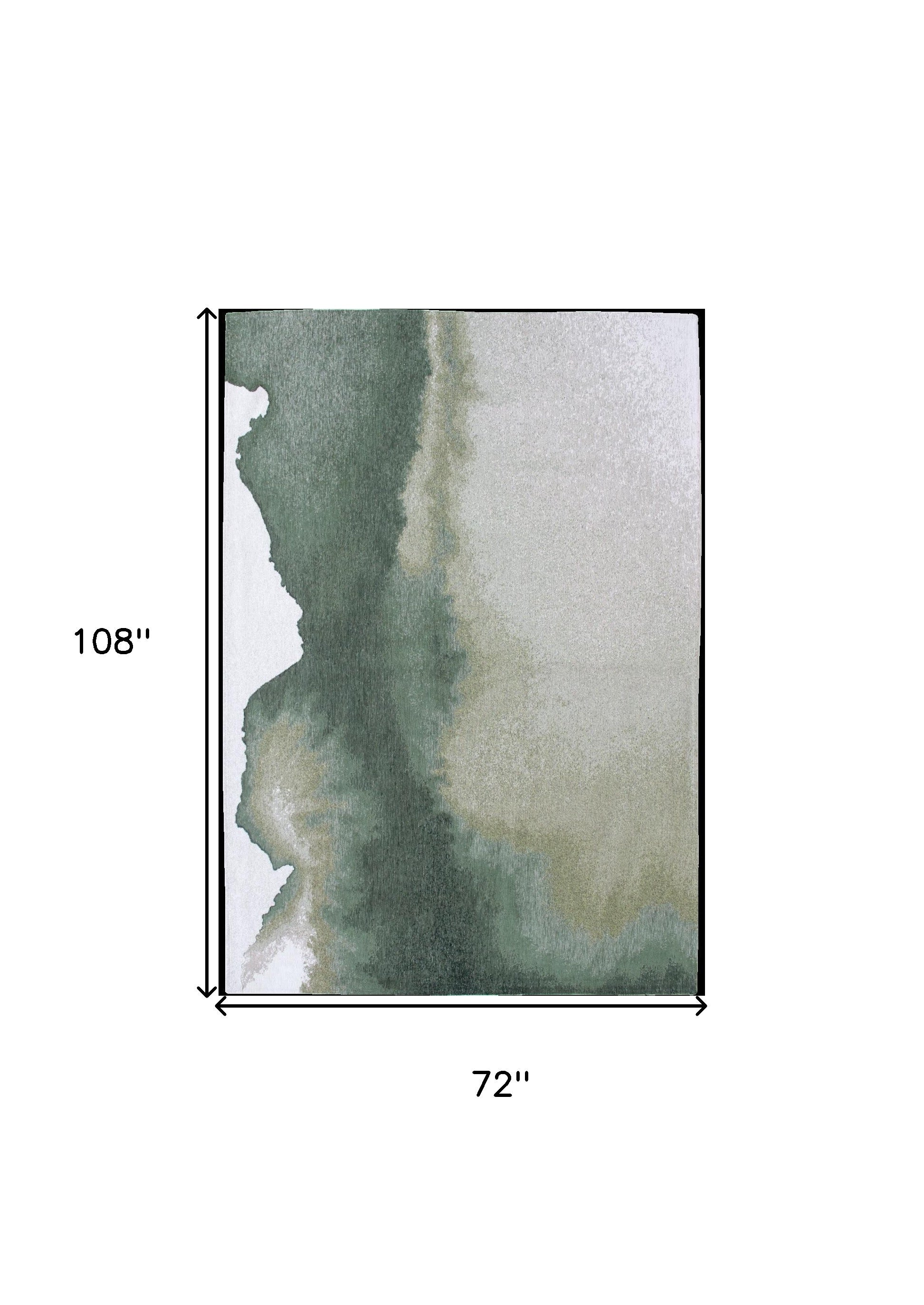 7' x 9' Gray and Green Abstract Non Skid Area Rug