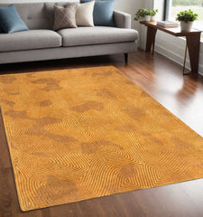 5' x 7' Yellow Abstract Non Skid Area Rug