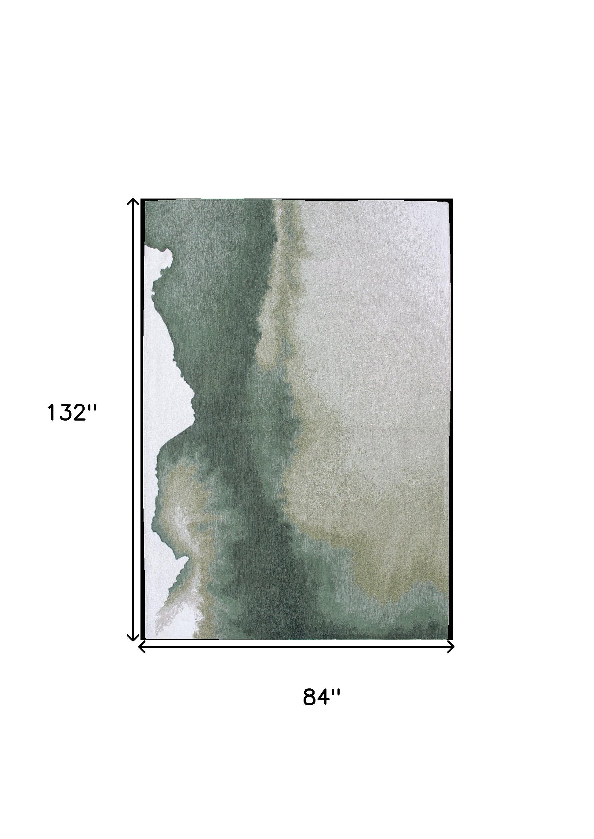 8' x 11' Gray and Green Abstract Non Skid Area Rug
