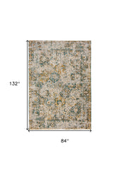 8' x 11' Blue and Green Abstract Non Skid Area Rug