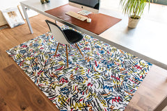 5' x 7' White Abstract Non Skid Area Rug