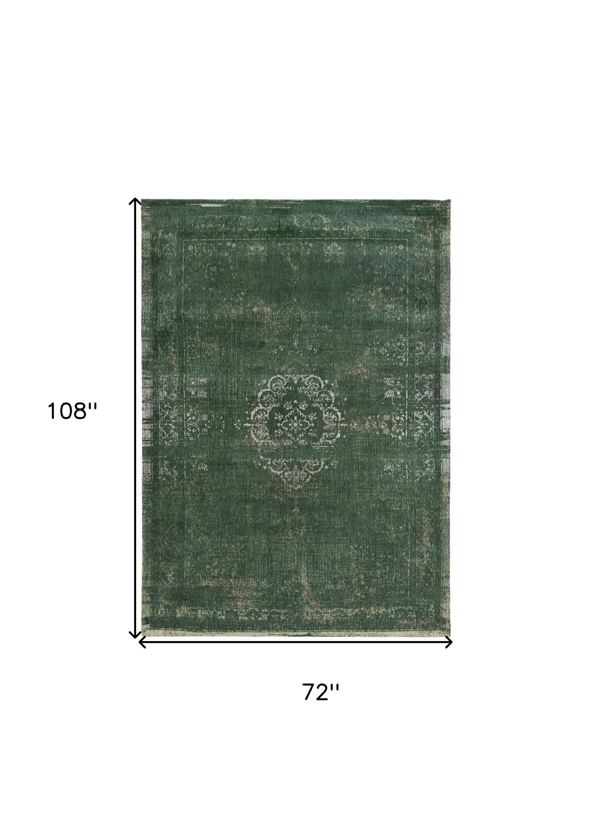 7' x 9' Gray and Green Medallion Non Skid Area Rug
