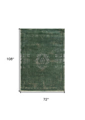 7' x 9' Gray and Green Medallion Non Skid Area Rug