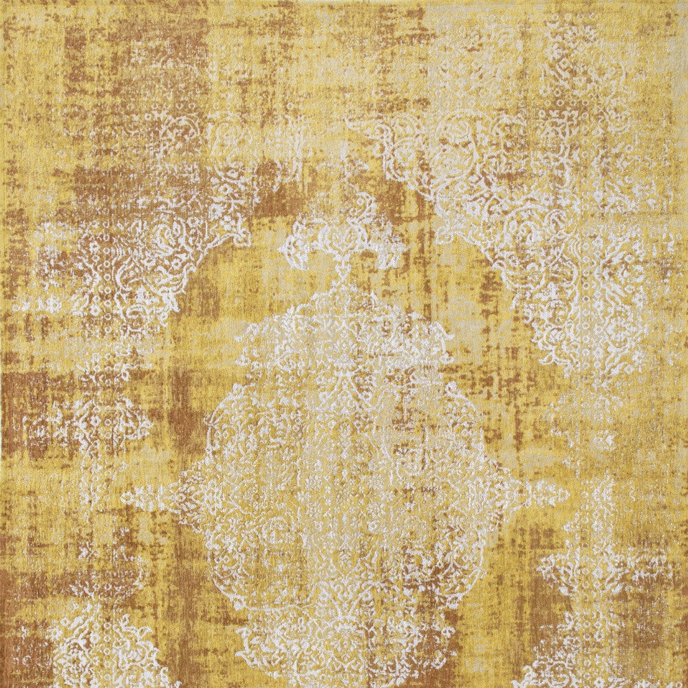 5' x 7' Yellow and Brown Oriental Non Skid Area Rug