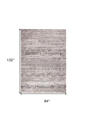 8' x 11' Gray and White Oriental Non Skid Area Rug