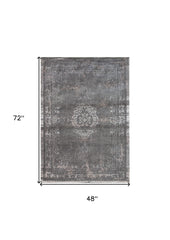 5' x 7' Gray Medallion Non Skid Area Rug