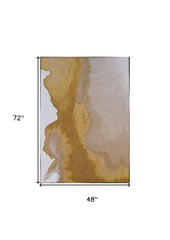 5' x 7' Gray and Yellow Abstract Non Skid Area Rug
