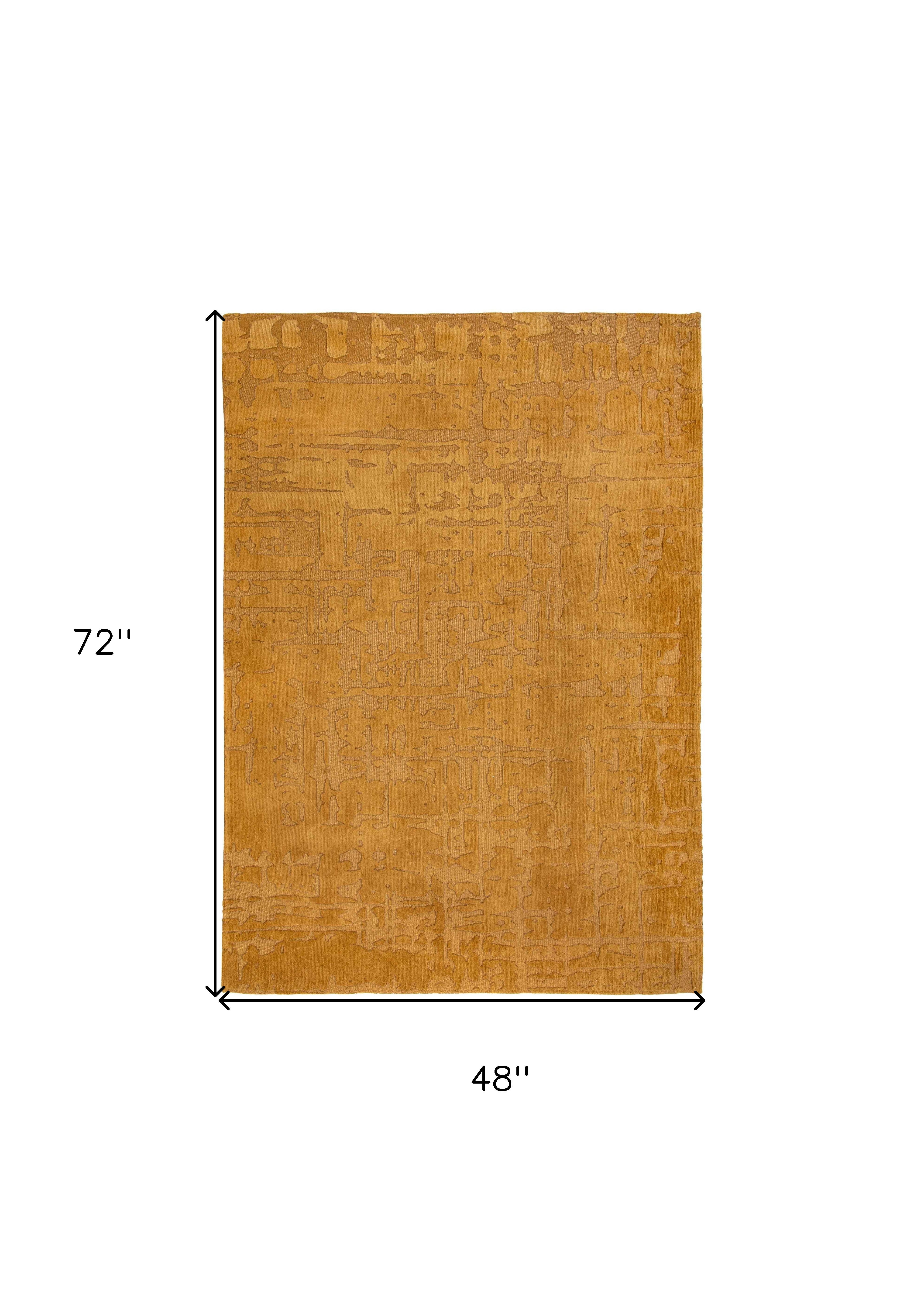 5' x 7' Yellow Abstract Non Skid Area Rug