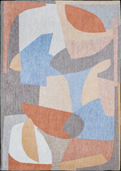 7' x 9' Blue and Gray Abstract Non Skid Area Rug