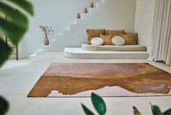 7' x 9' Yellow and Brown Abstract Non Skid Area Rug