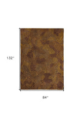 8' x 11' Black and Gold Abstract Non Skid Area Rug