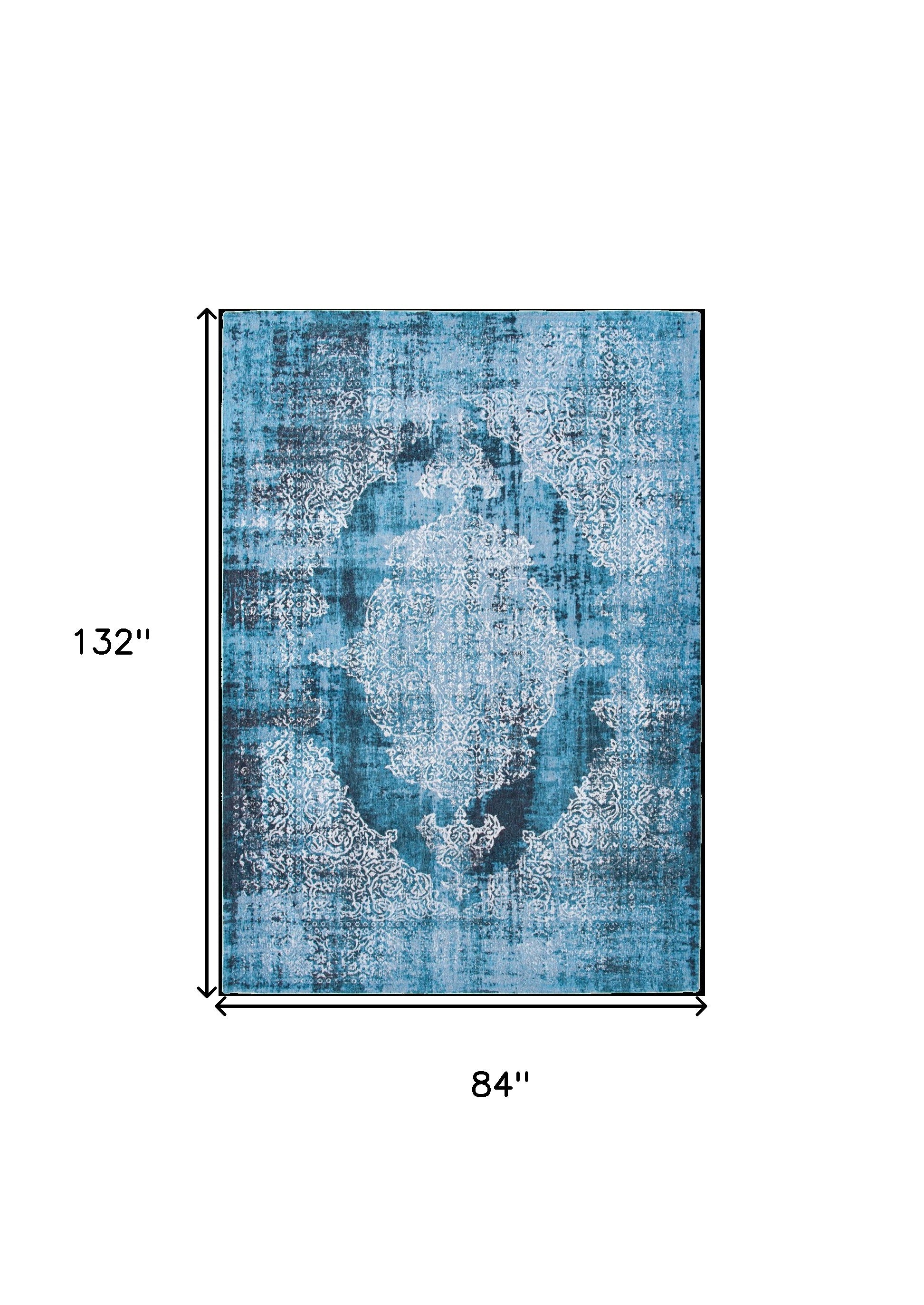8' x 11' Blue and White Oriental Non Skid Area Rug