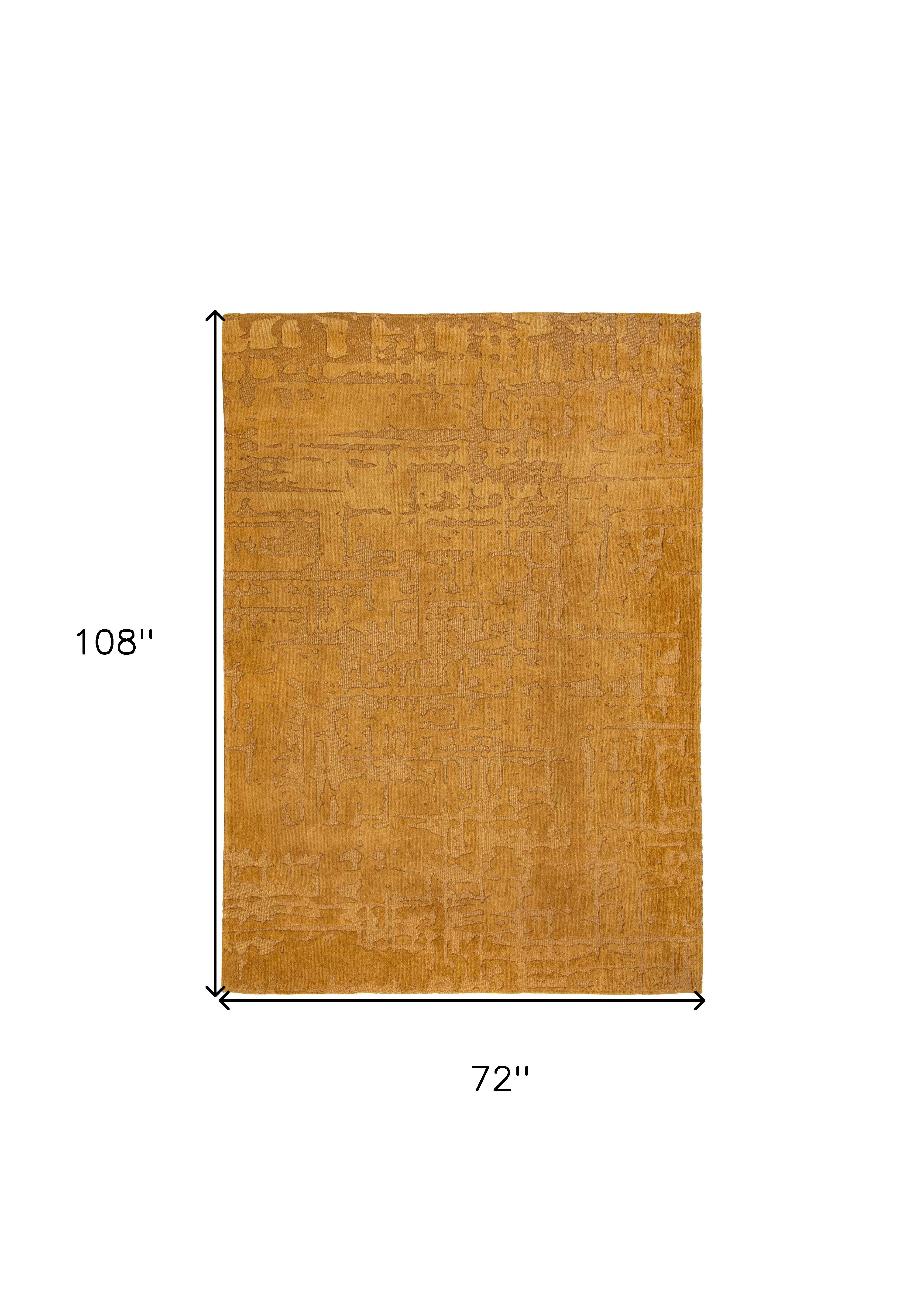 7' x 9' Yellow Abstract Non Skid Area Rug
