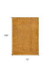 7' x 9' Yellow Abstract Non Skid Area Rug