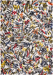 8' x 11' White Abstract Non Skid Area Rug
