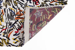 8' x 11' White Abstract Non Skid Area Rug