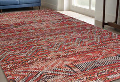 5' x 7' Red and Gray Oriental Non Skid Area Rug