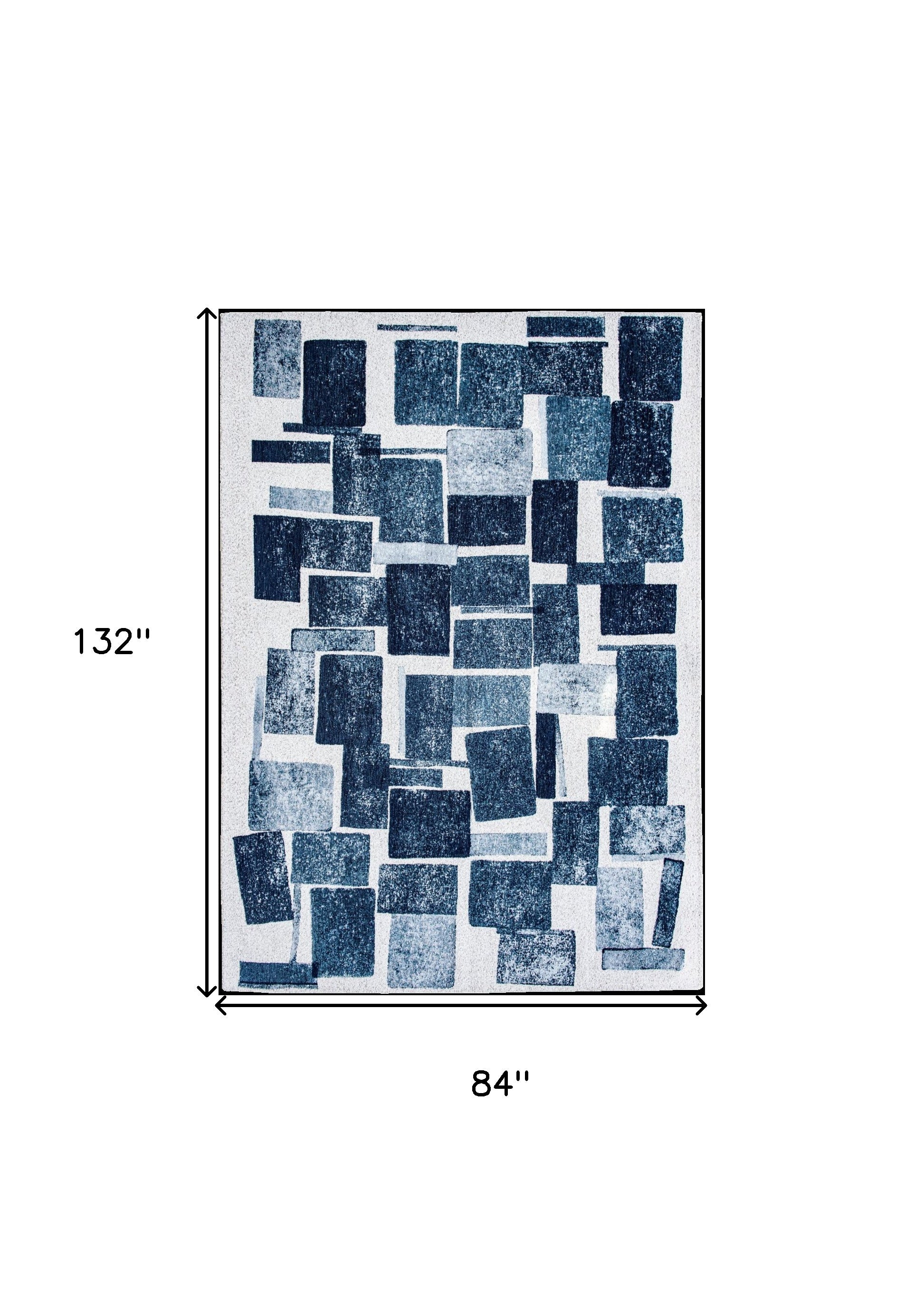 8' x 11' Blue and White Geometric Non Skid Area Rug