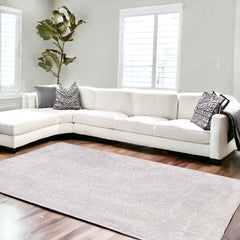 7' x 9' White Abstract Non Skid Area Rug