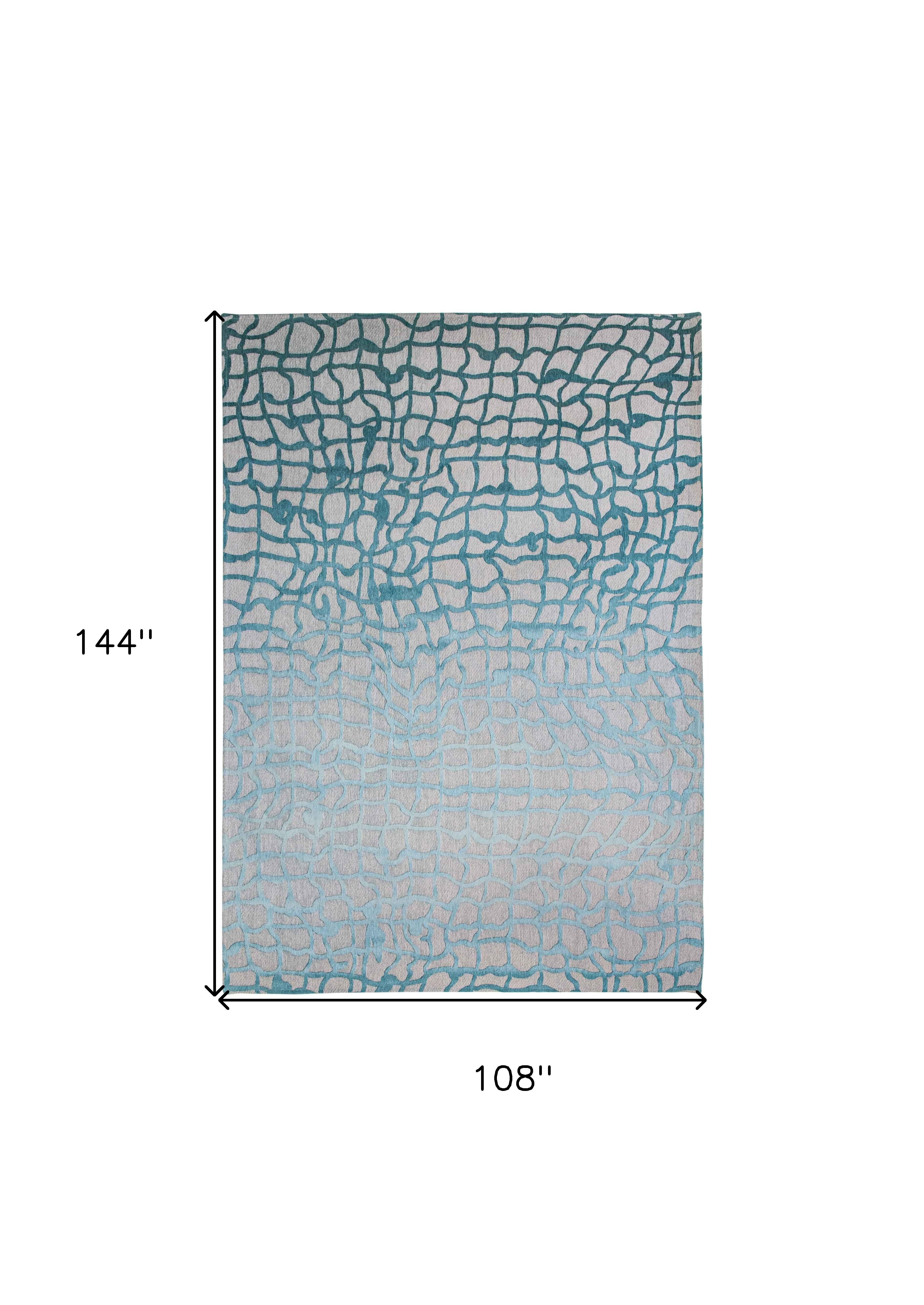 9' X 13' Blue and Gray Abstract Non Skid Area Rug