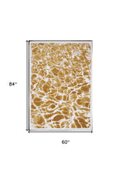 6' X 8' Yellow and Brown Abstract Non Skid Area Rug